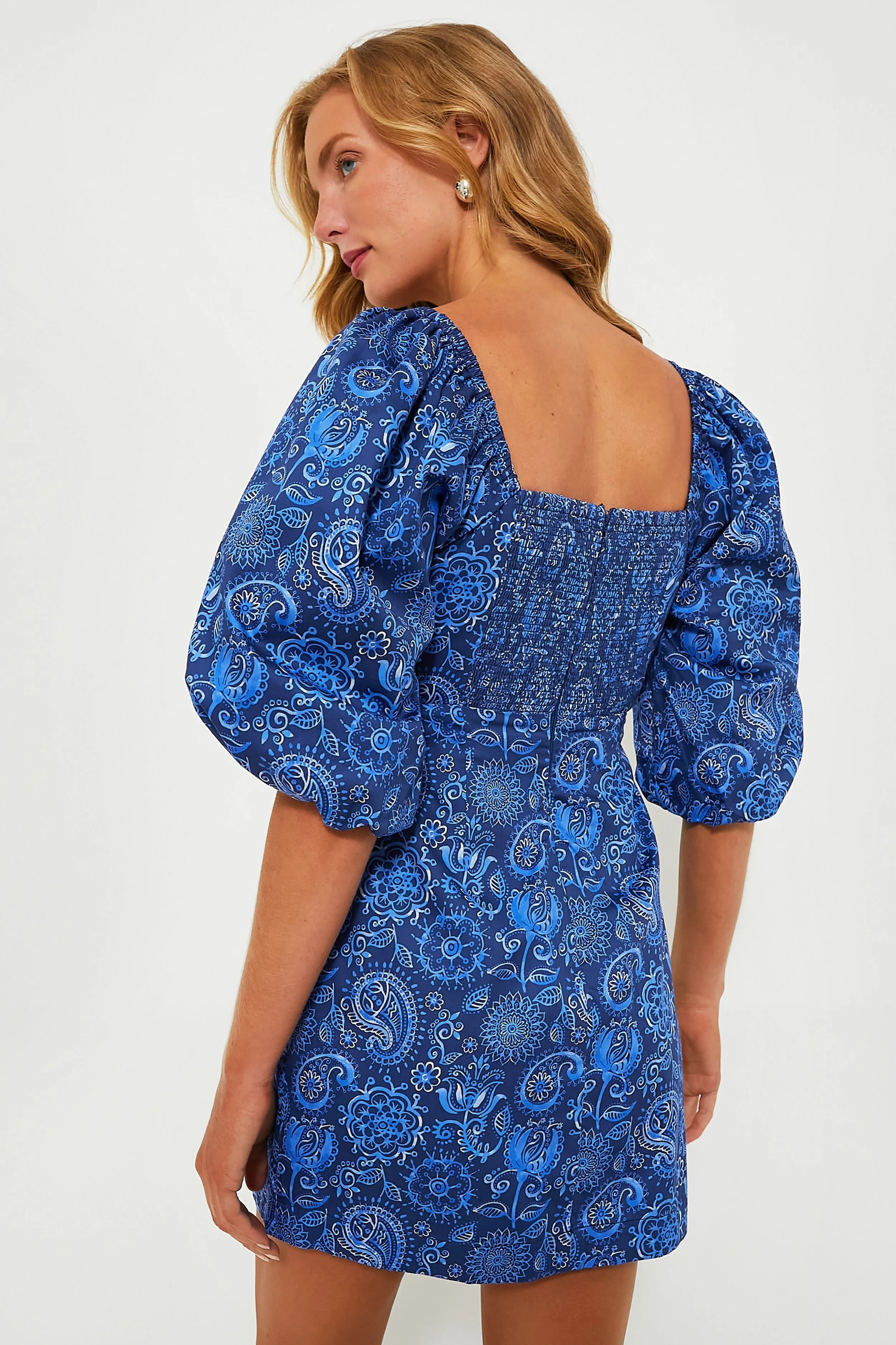 Blue Mod Paisley Bianca Mini Dress