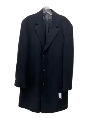 Boss Size 44 Black Wool Blend Solid Overcoat Men's Jacket