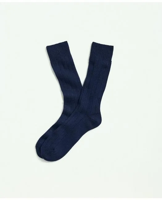 Brooks Brothers Men's Cashmere Crew Socks Dark Blue