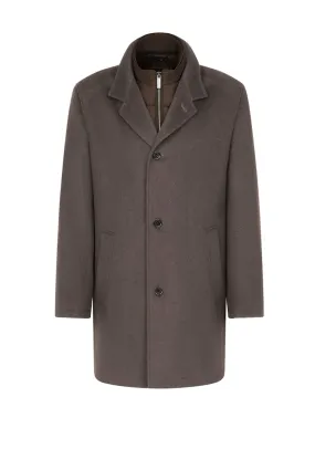 Bugatti Dual Layer Woolen Overcoat, Dark Brown