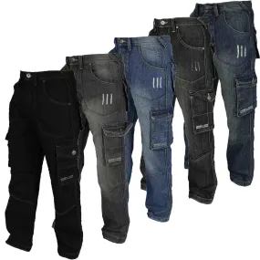 Buy Mens COMBAT Fit Cotton Jeans Cargo Style Pockets Button Fly Denim 28-48 - Fast UK Delivery | Insight Clothing