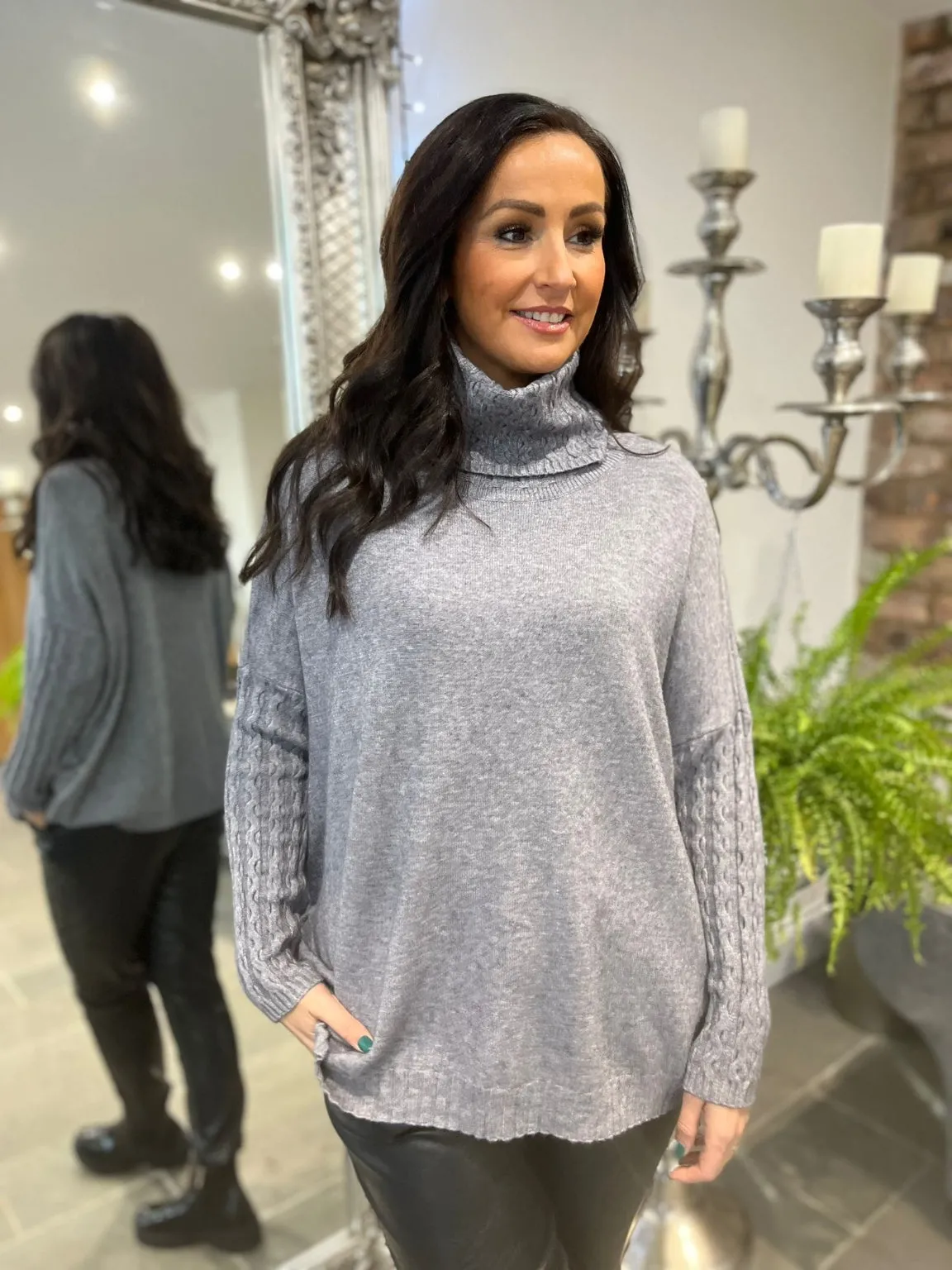 Cable Detail Roll Neck Jumper Shayla