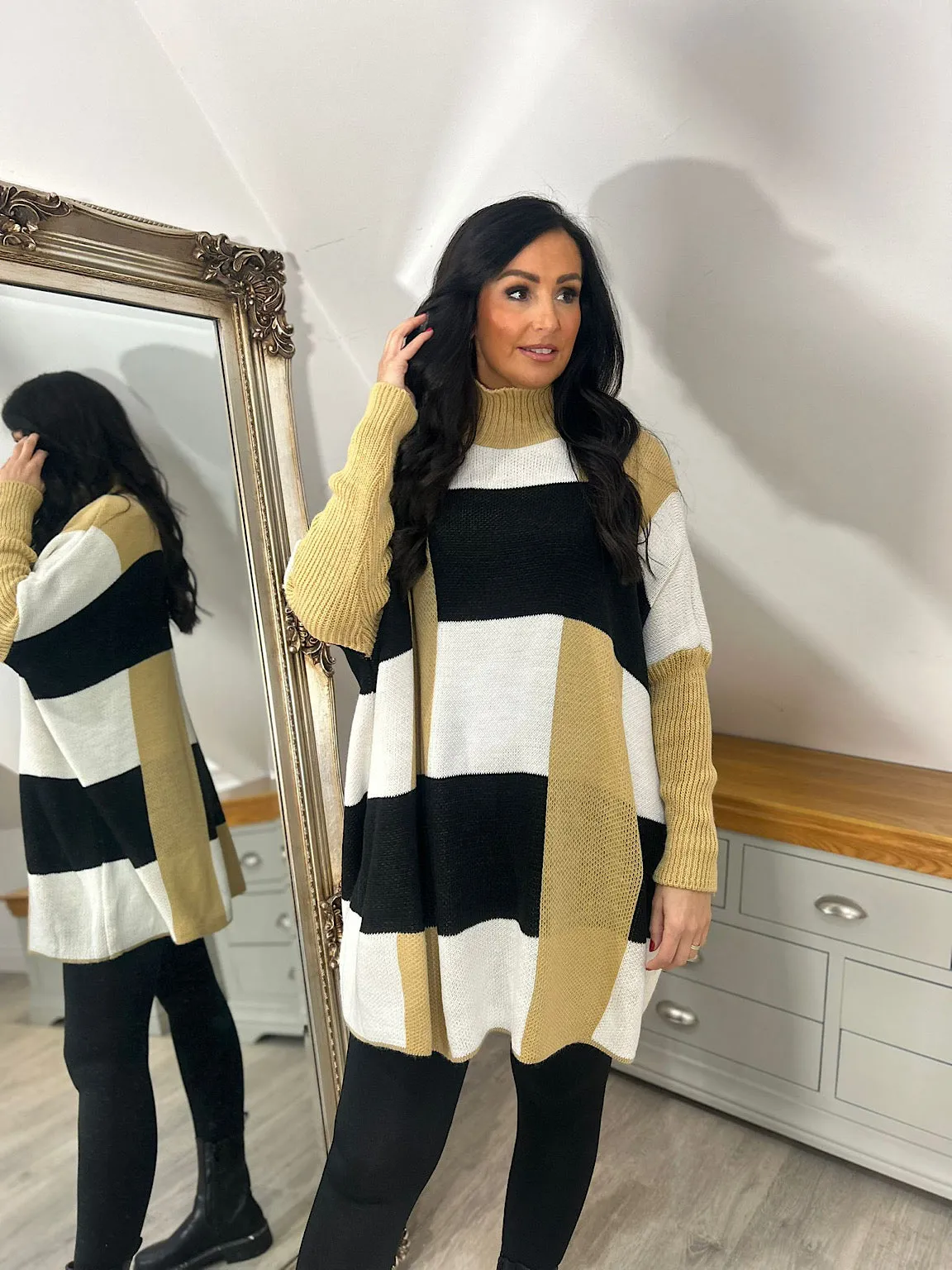 Camel Block Stripe Jumper Sharon