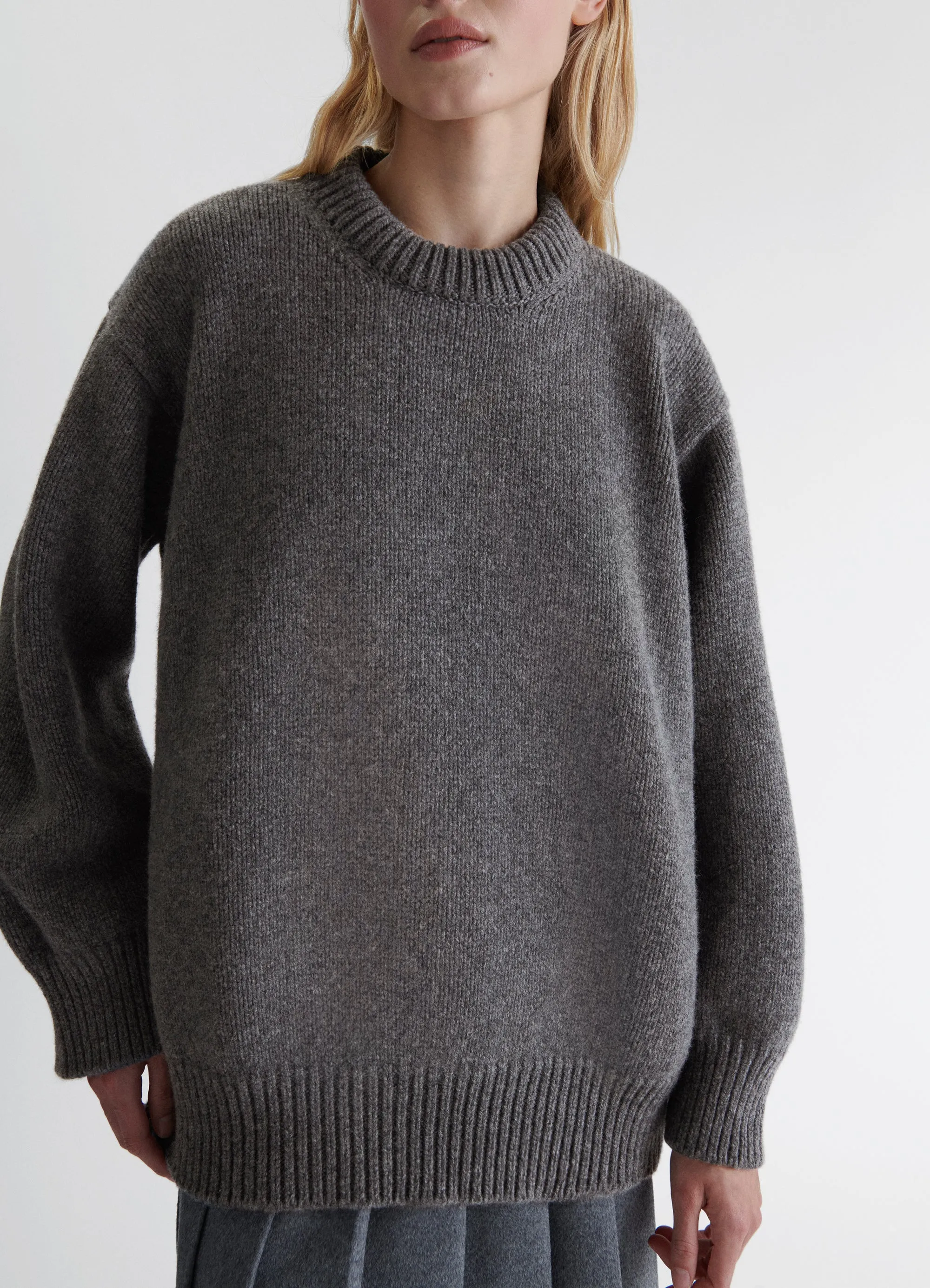 Caragh Chunky Slouch Geelong Crewneck in Derby Grey