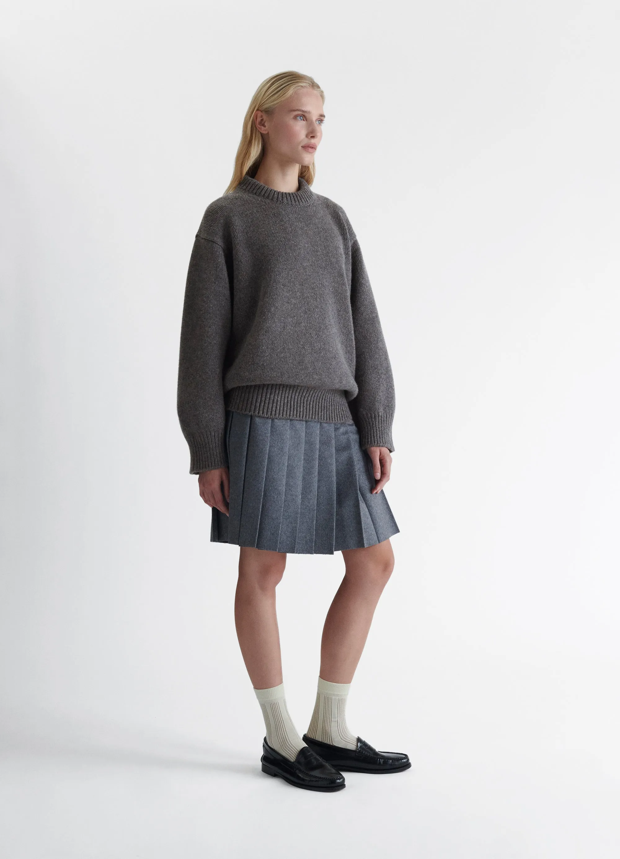 Caragh Chunky Slouch Geelong Crewneck in Derby Grey