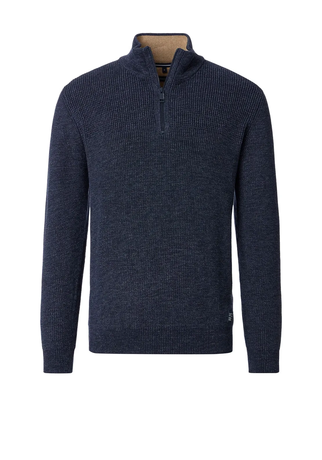 Casa Moda Waffle Knit Quarter Zip Jumper, Navy