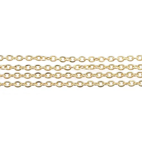 Chain, 304 Stainless Steel, Cable Chain, Soldered, Flat, Oval, Gold Plated, 2x1.5mm