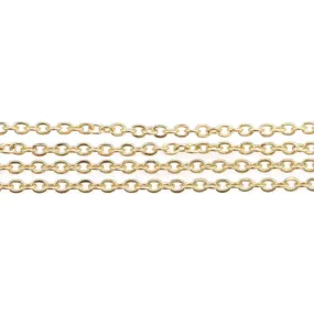 Chain, 304 Stainless Steel, Cable Chain, Soldered, Flat, Oval, Gold Plated, 2x1.5mm