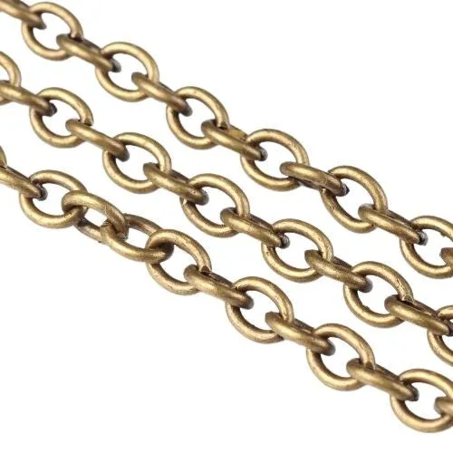 Chain, Iron, Cable Chain, Open Link, Oval, Antique Bronze, 6.2x4.5mm