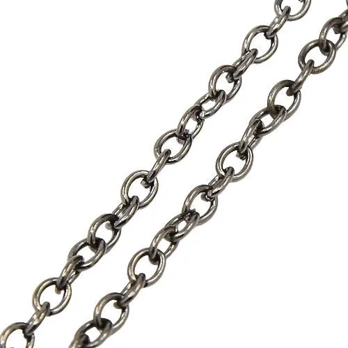 Chain, Iron, Cable Chain, Open Link, Oval, Gunmetal, 3x4mm