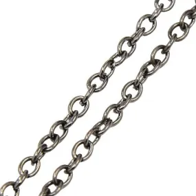 Chain, Iron, Cable Chain, Open Link, Oval, Gunmetal, 3x4mm