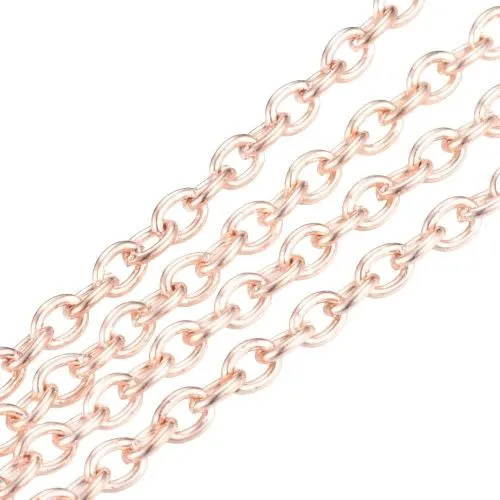 Chain, Iron, Cable Chain, Open Link, Oval, Rose Gold, 3x2mm