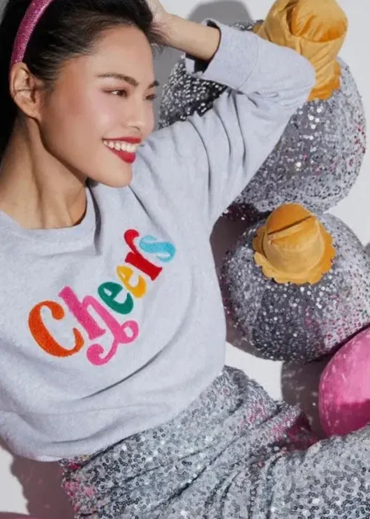 “CHEERS Embellished Crewneck Sweatshirt