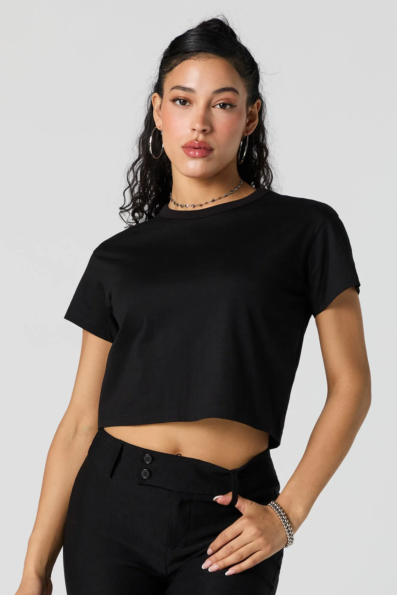 Cropped Crewneck T-Shirt