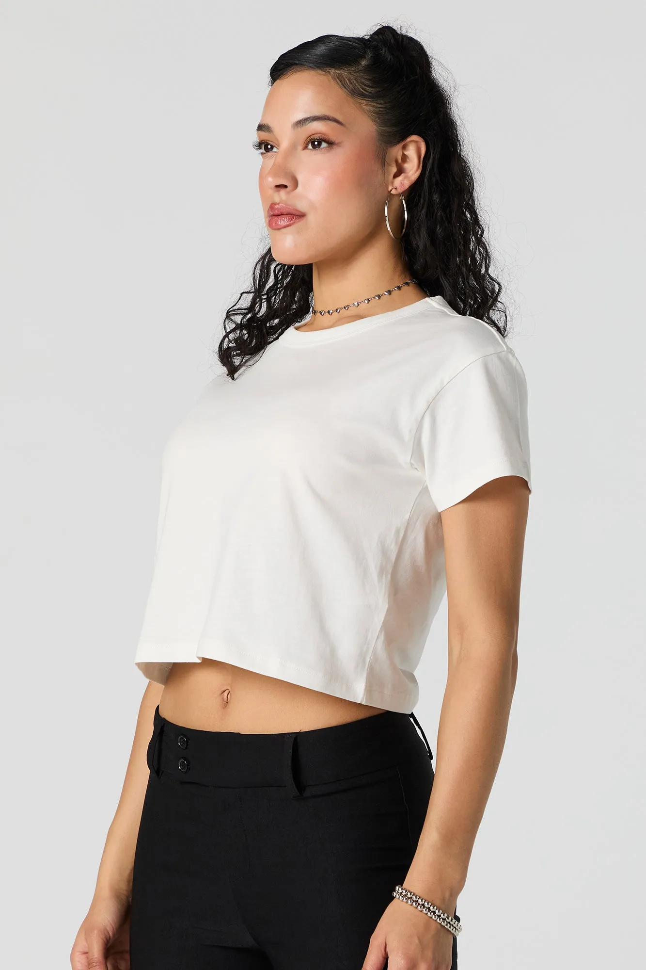 Cropped Crewneck T-Shirt