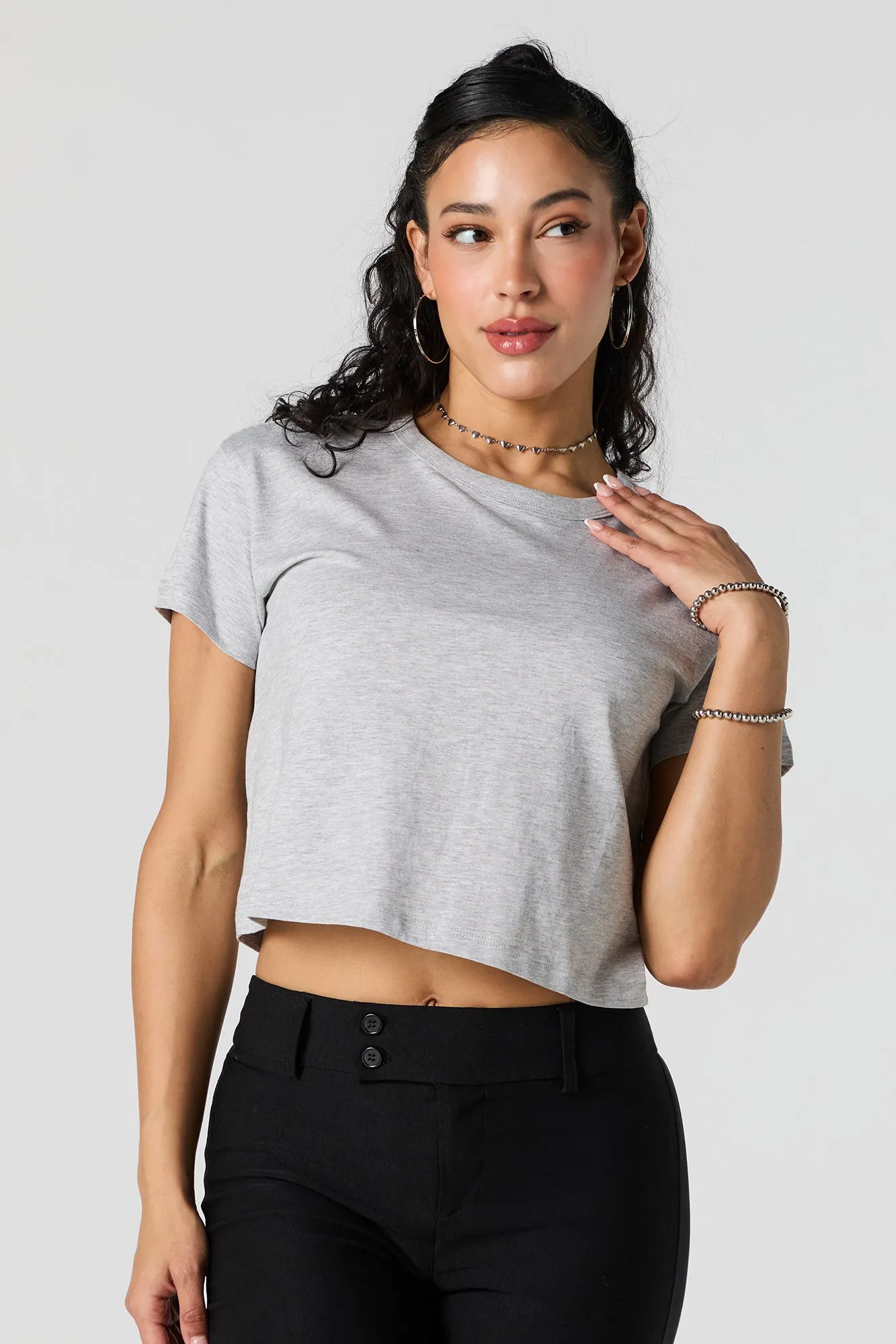 Cropped Crewneck T-Shirt