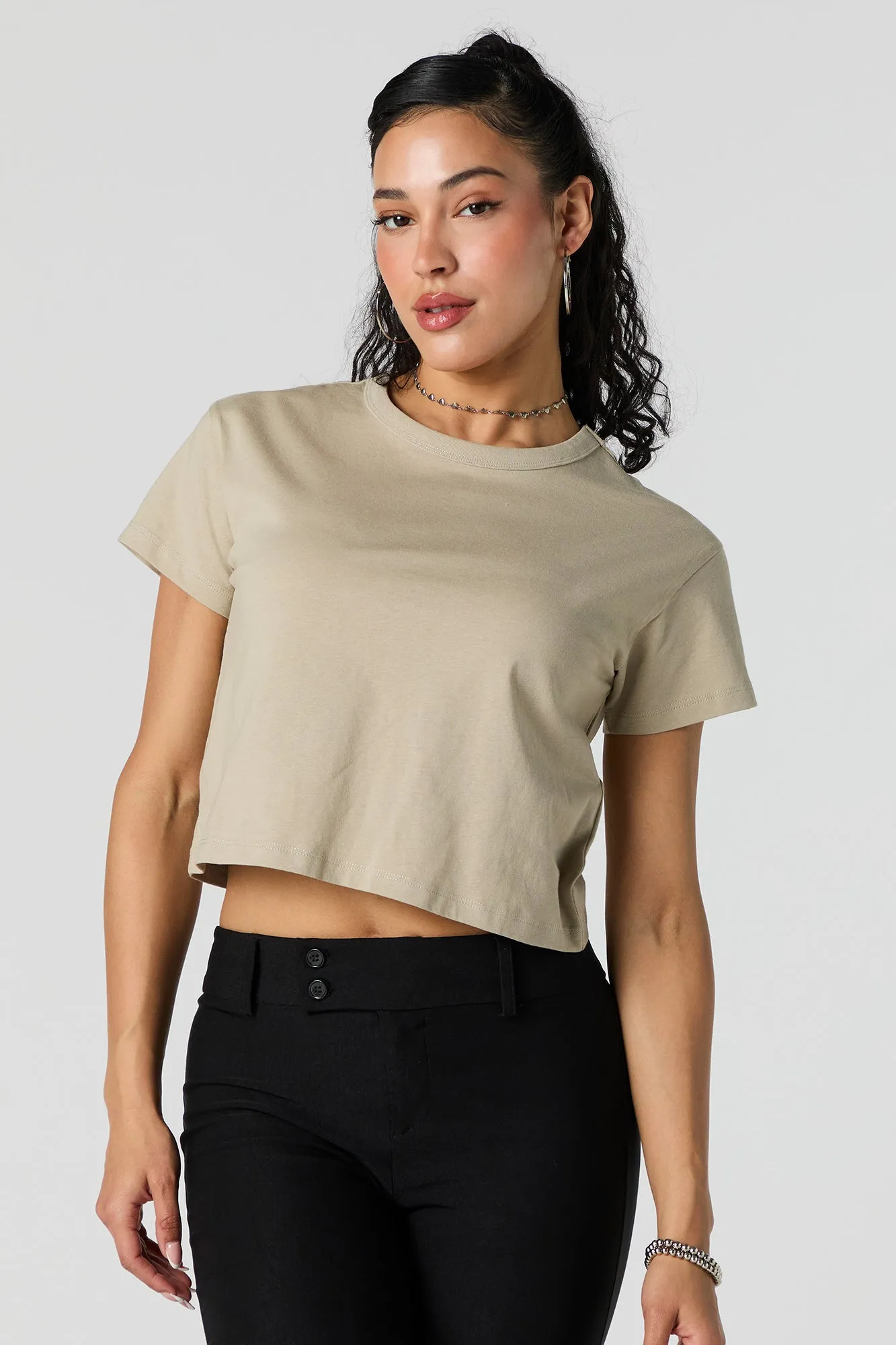 Cropped Crewneck T-Shirt