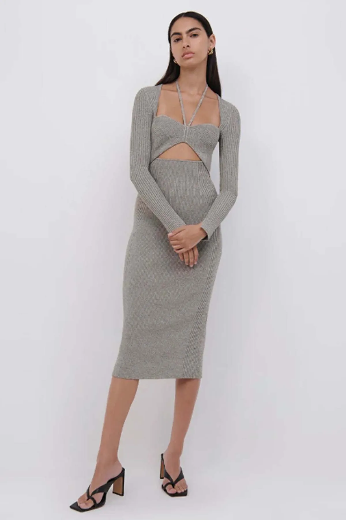 Danika Marled Compact Rib Dress - Marled Grey