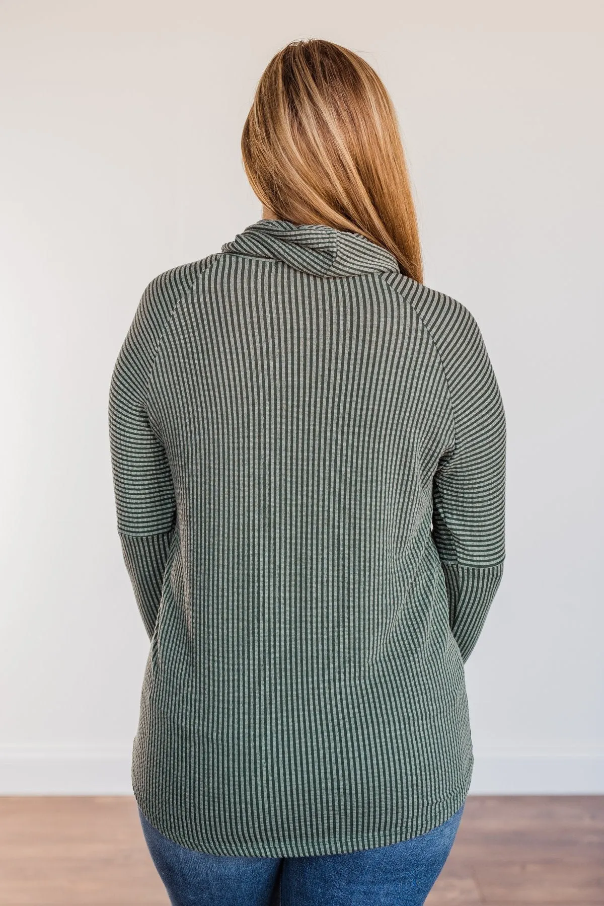 Delightfully Divine Cowl Neck Top- Olive