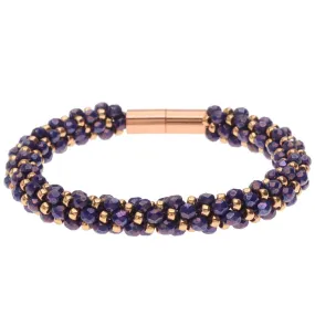 Deluxe Spiral Beaded Kumihimo Bracelet - Purple and Rose Gold - Exclusive Beadaholique Jewelry Kit