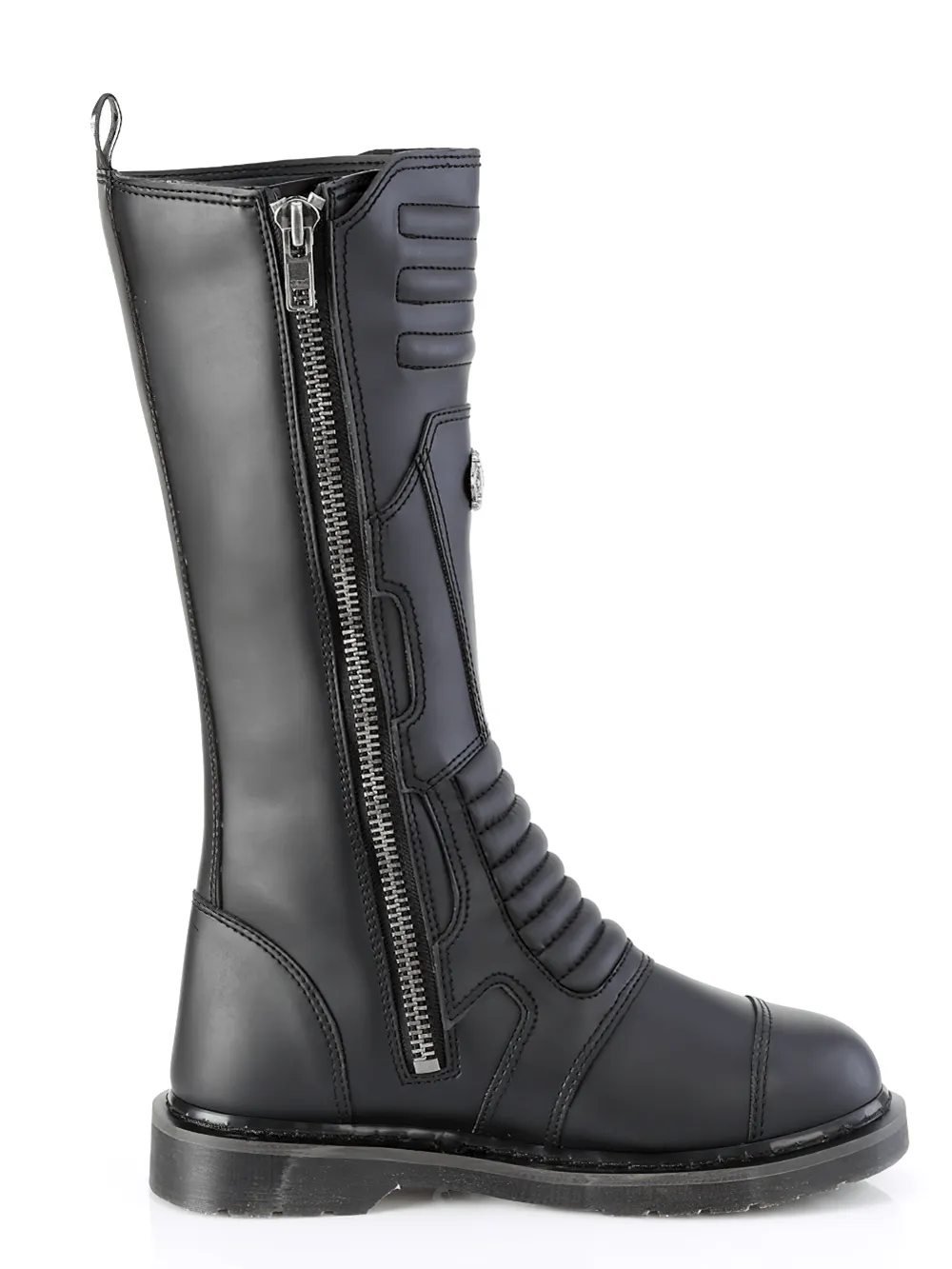 DEMONIA Knee High Combat Boot with Buckle Straps