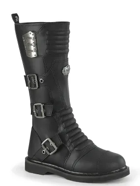 DEMONIA Knee High Combat Boot with Buckle Straps