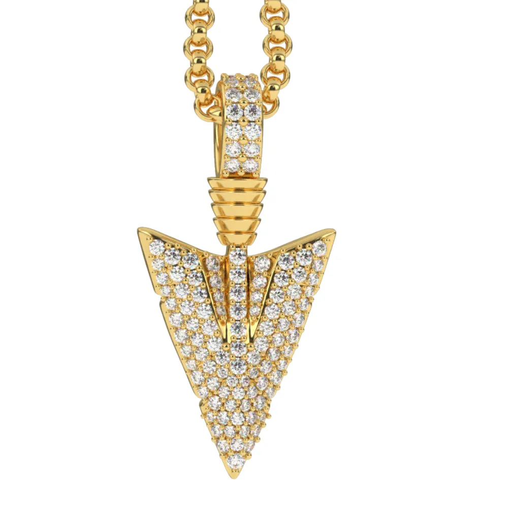 Diamond Arrowhead Pendant Necklace & Cable Chain