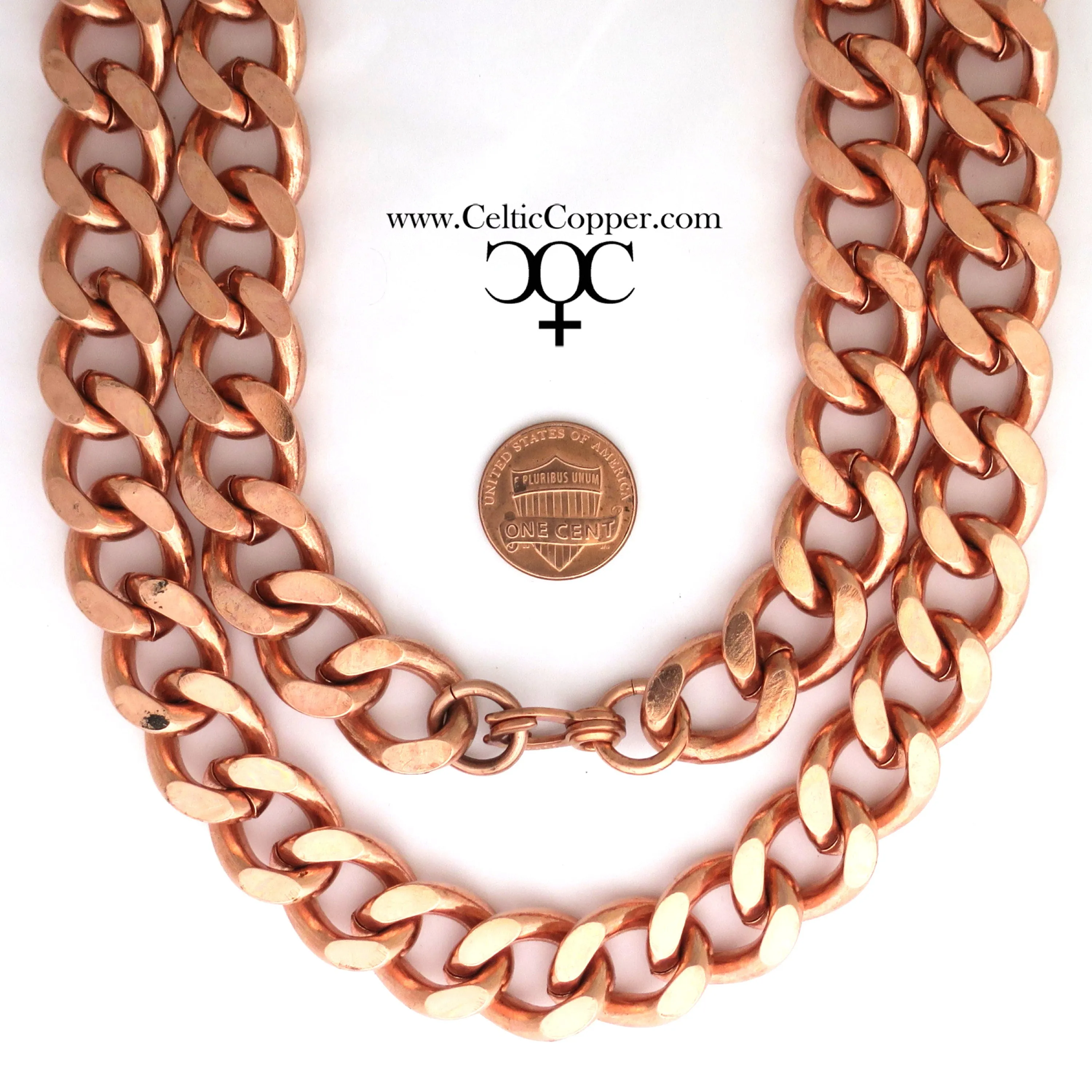 DIY Copper Jewelry Chain Making Kit / 36” Bulk 16mm Solid Copper Curb Chain with Rings and Clasps