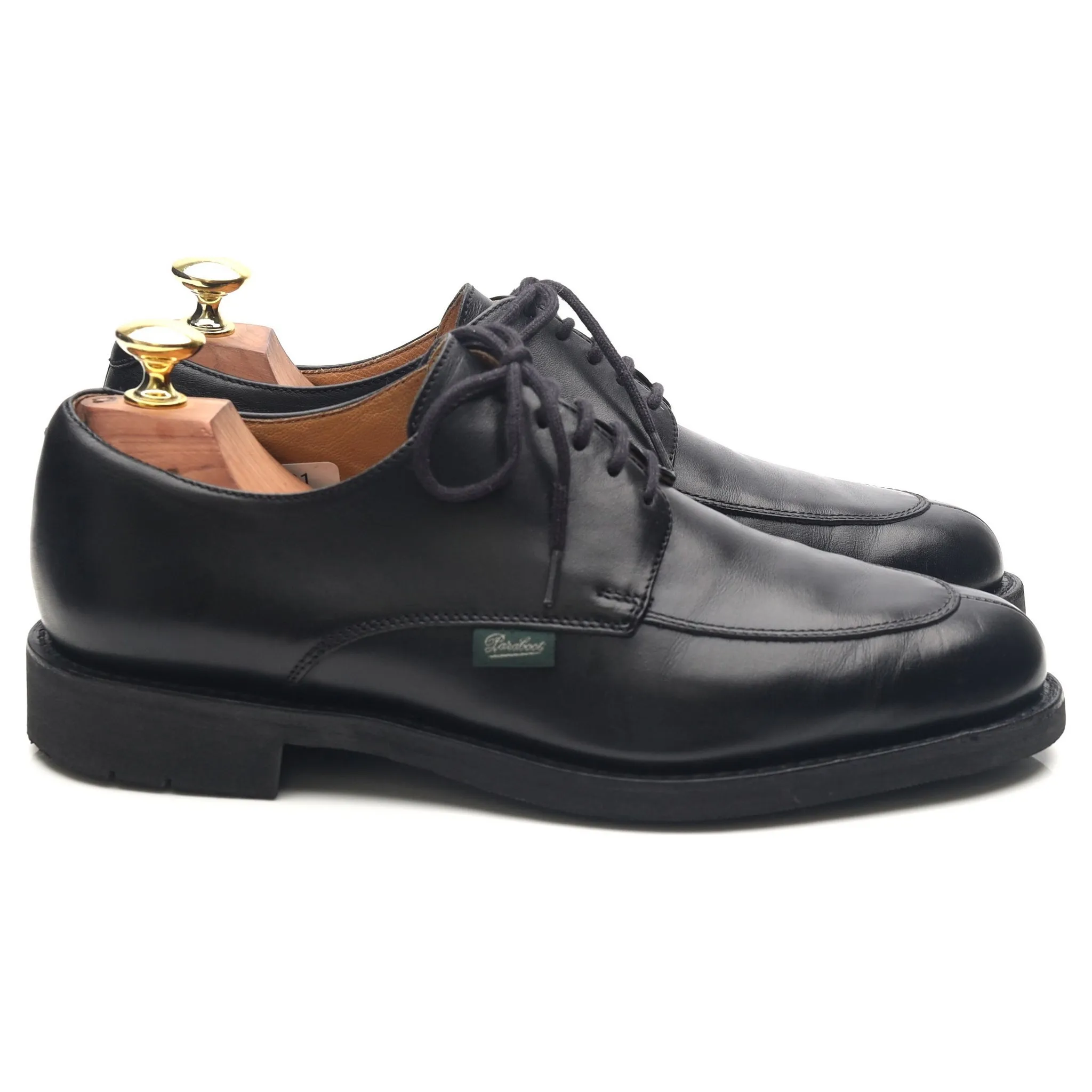 'Dorint' Black Leather Split Toe Derby UK 6