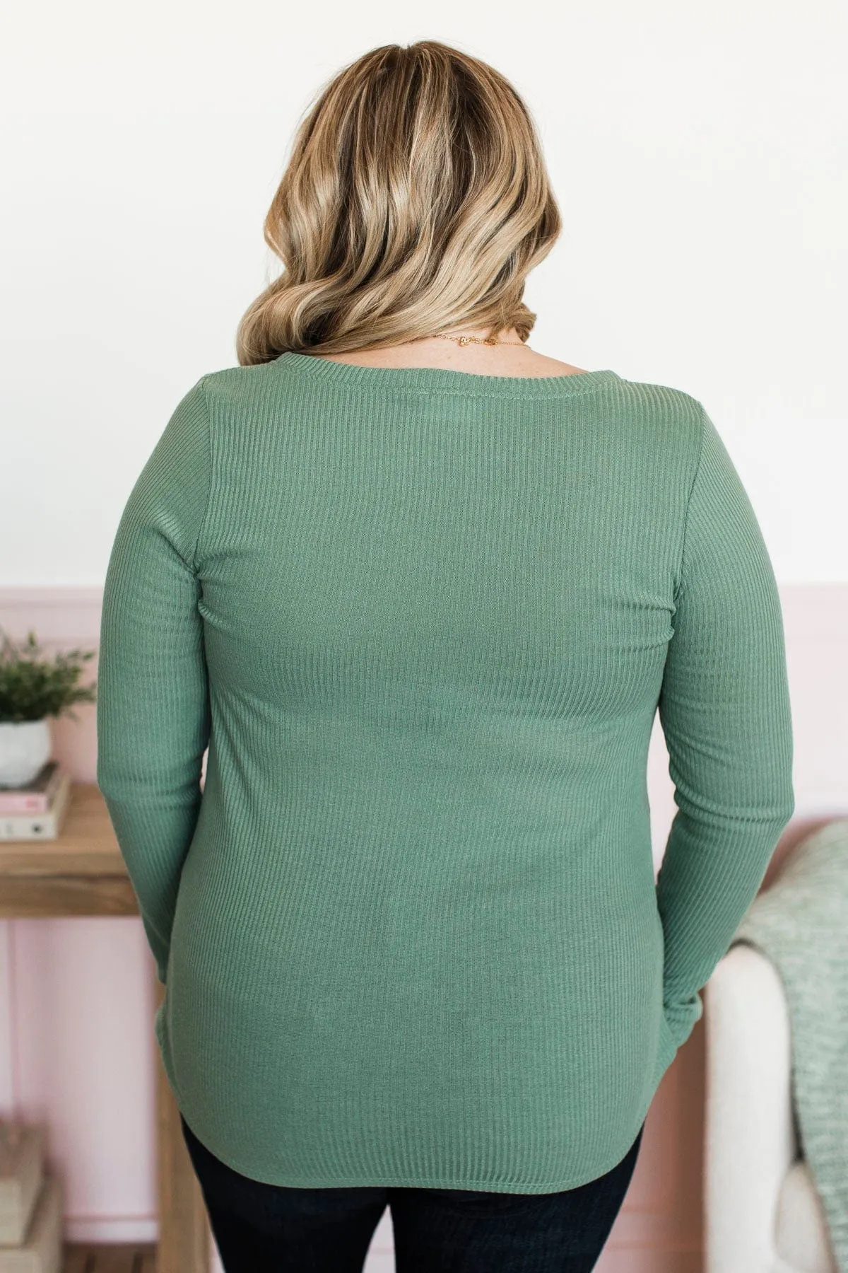 Dreams Of Forever Ribbed Top- Desert Sage