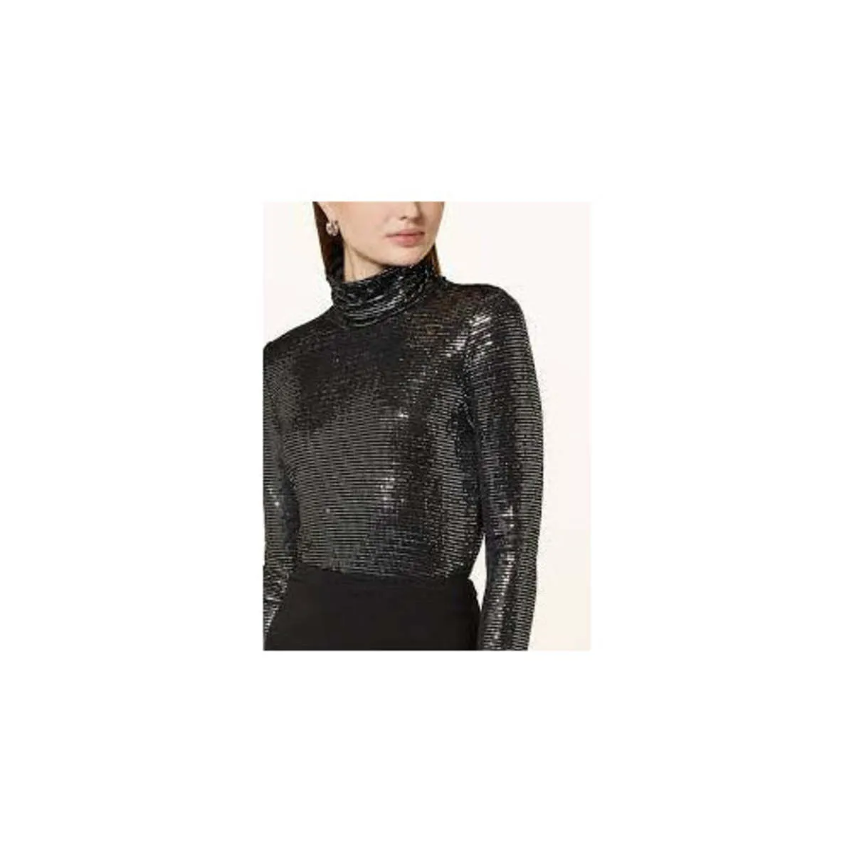 Eneck Glitter Turtleneck - Black