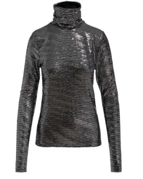 Eneck Glitter Turtleneck - Black