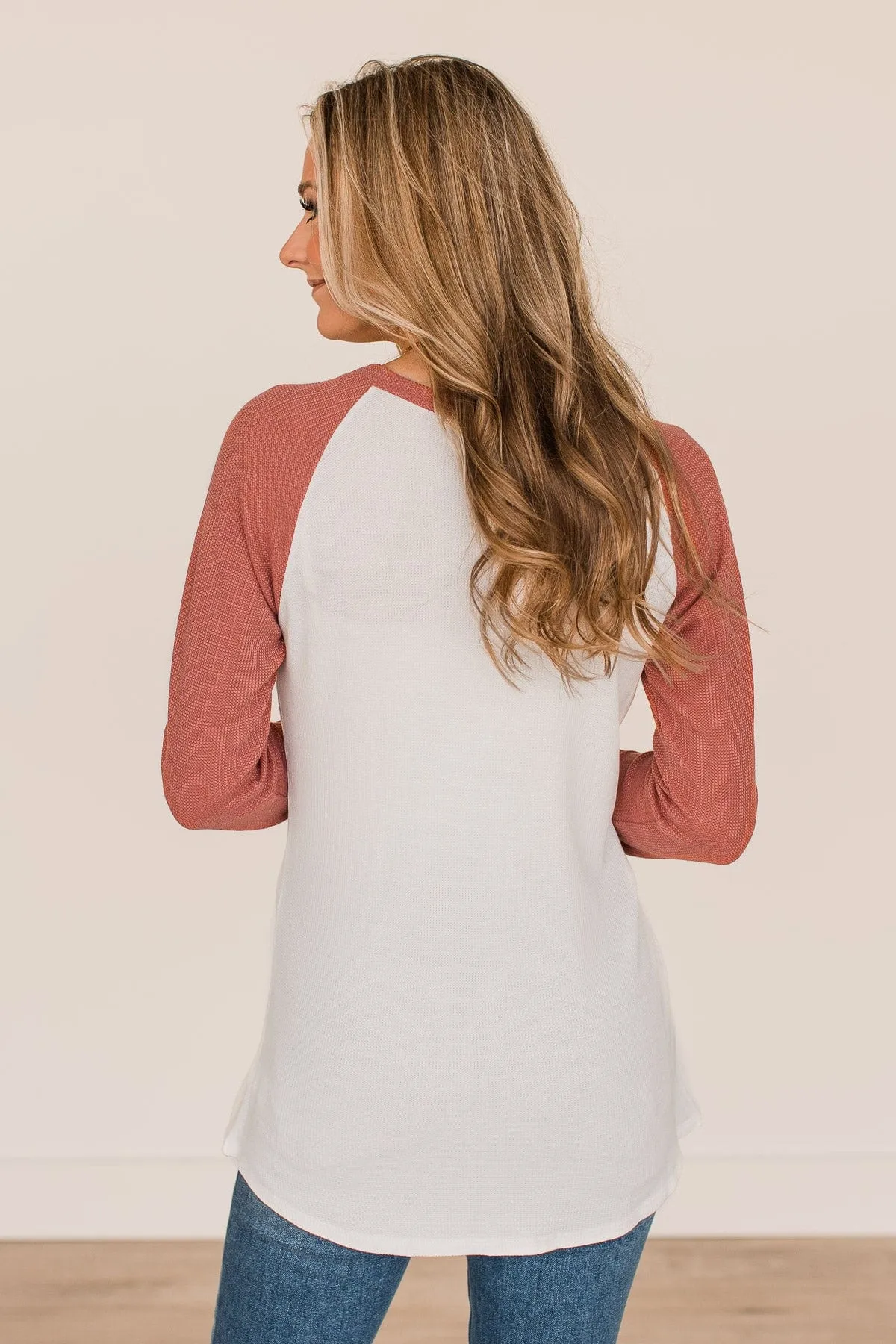 Excited For This Raglan Top- Ivory & Rust