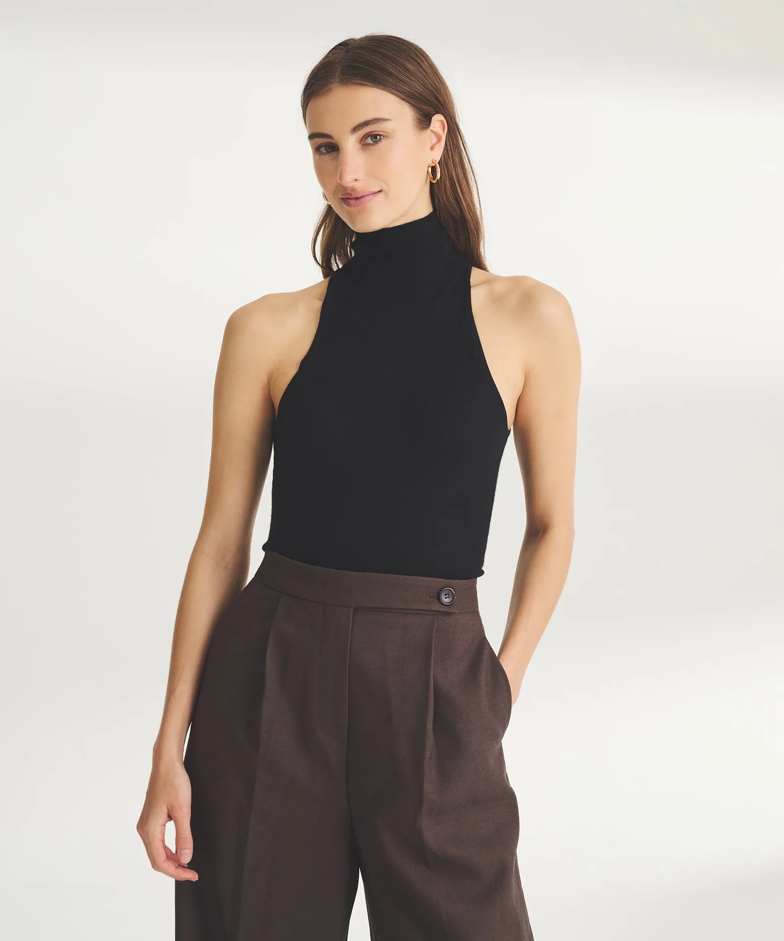 Fancy Cashmere Sleeveless Turtleneck