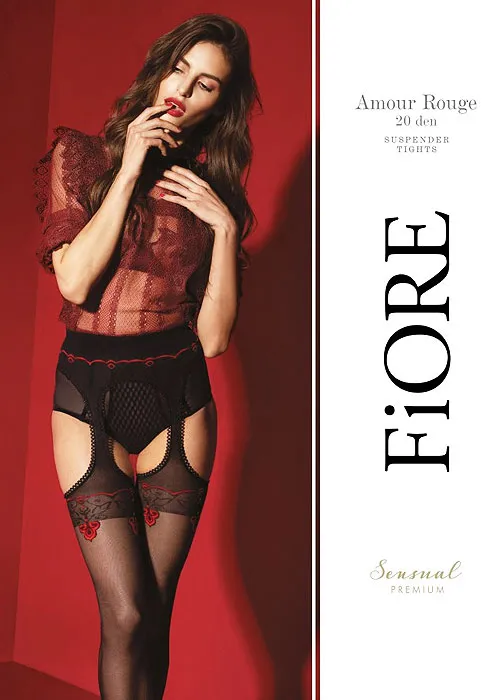 Fiore Amour Rouge Suspender Tights ()