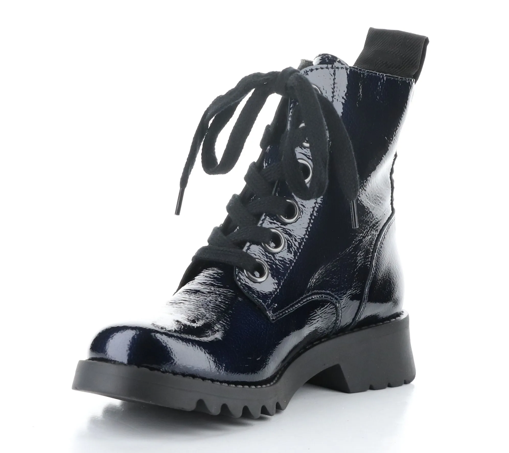 Fly London Patent Leather Combat Boot- Ragi