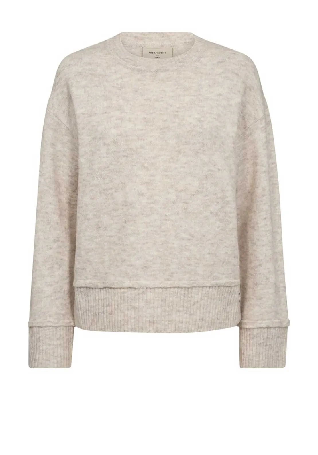 Freequent Mulle Button Side Jumper, Beige