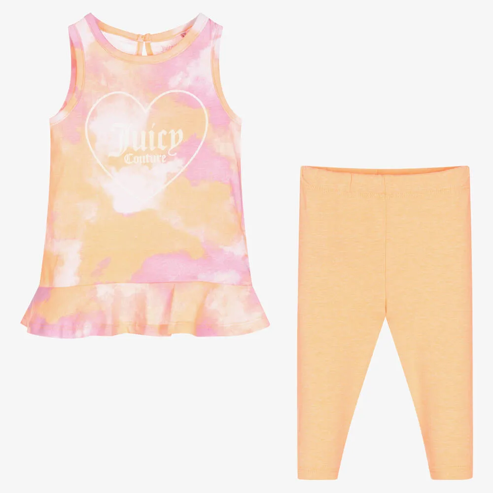 Girls Orange Top & Leggings Set