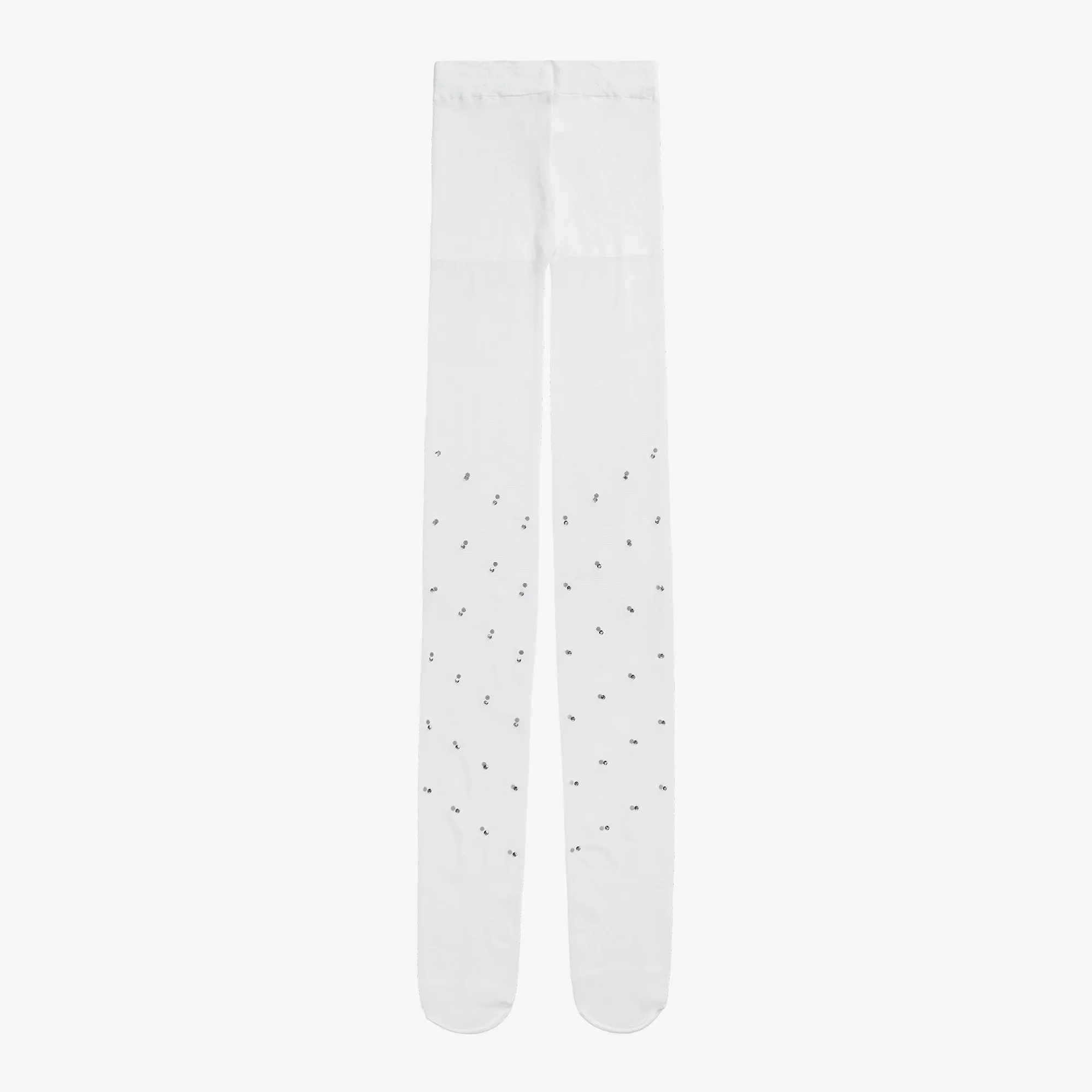 Girls White Diamanté Sheer Tights 