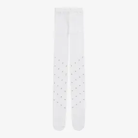 Girls White Diamanté Sheer Tights 