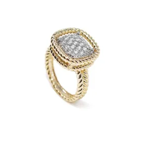 Gold T Square Pave Cable Ring