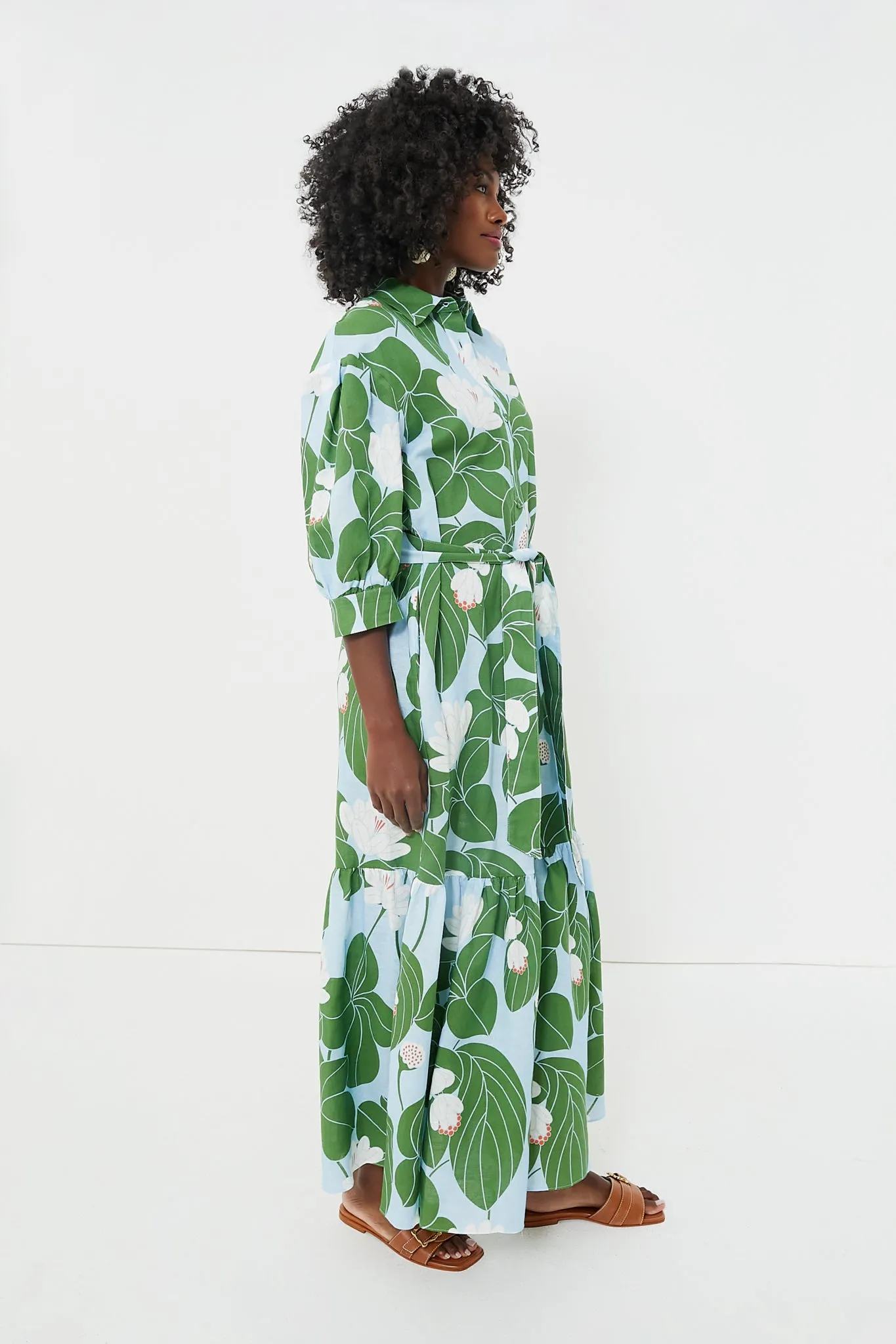 Green Waterlily Bianca Linen Dress