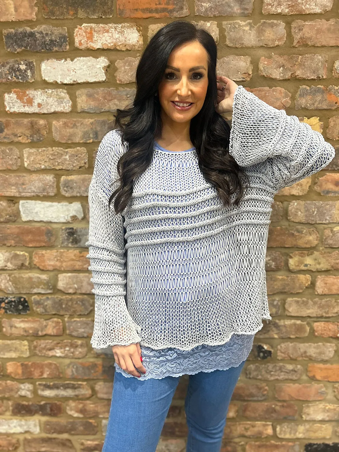 Grey Loose Knit Jumper JoJo