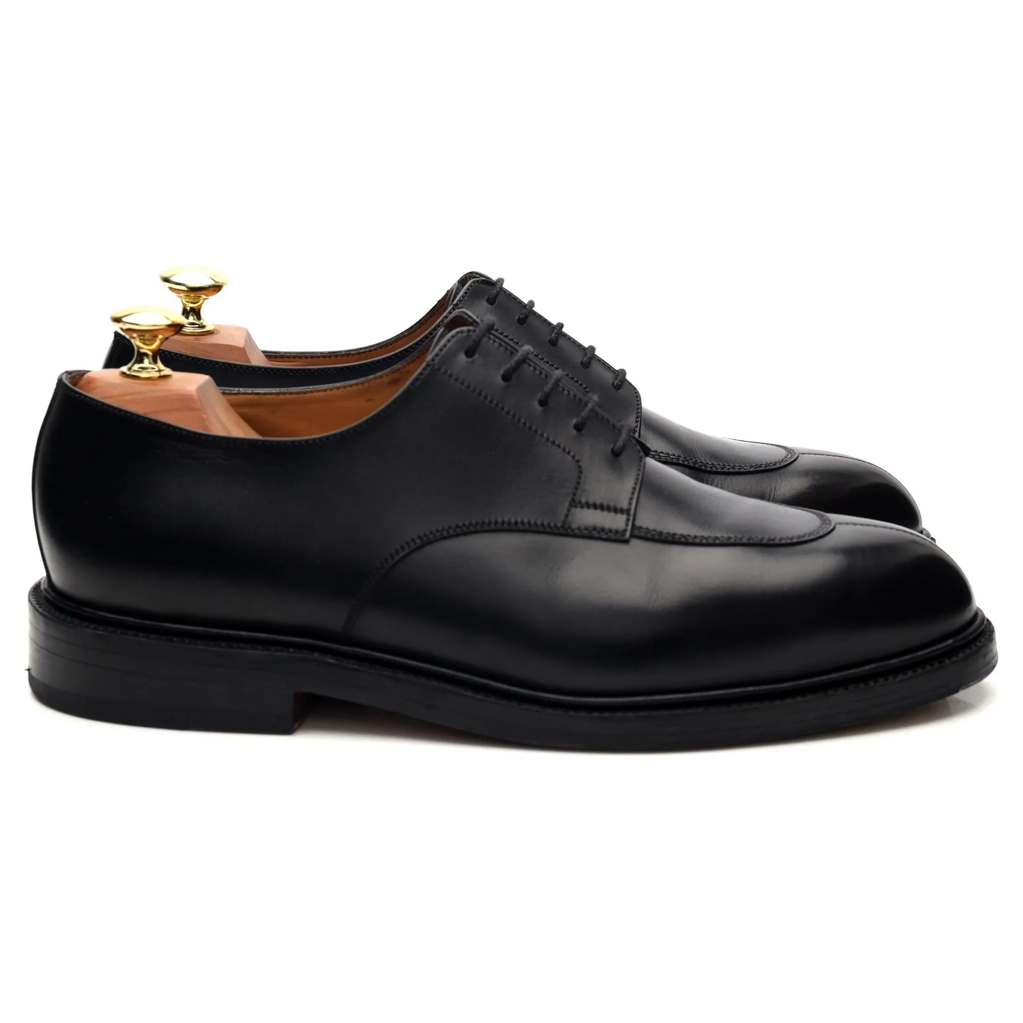 'Half-Hunt' Black Leather Split Toe Derby 8 E UK 8.5