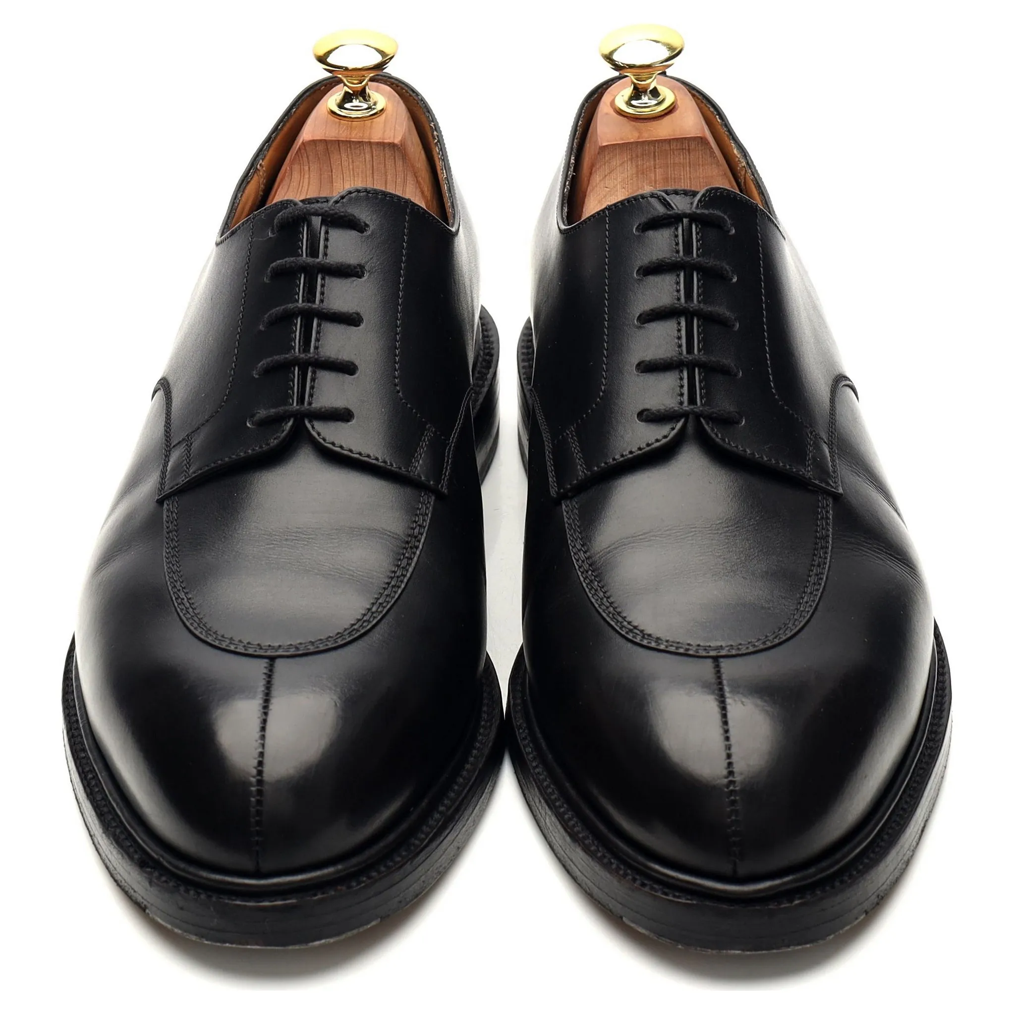 'Half-Hunt' Black Leather Split Toe Derby 8 E UK 8.5