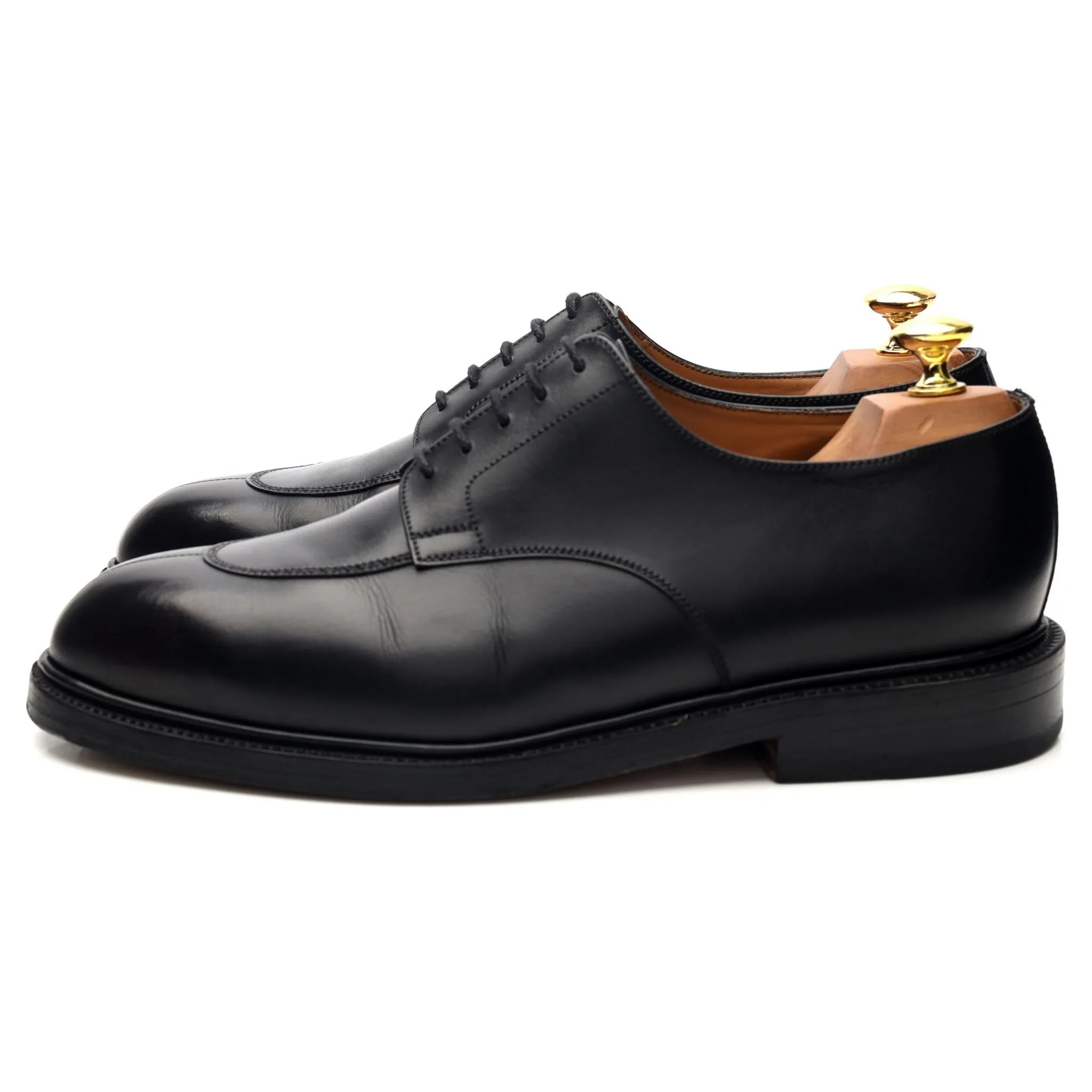 'Half-Hunt' Black Leather Split Toe Derby 8 E UK 8.5