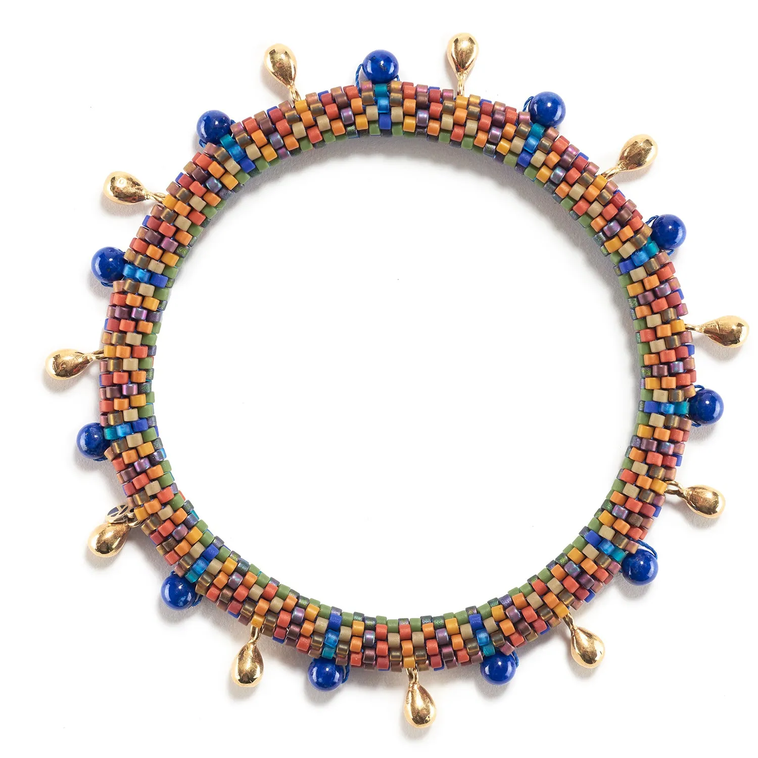 Holiday Side by Side Bracelet with Lapis & Gold