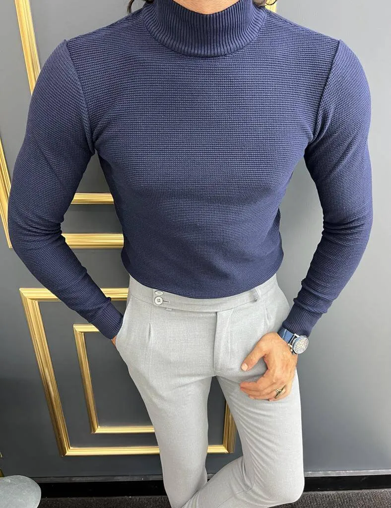 HolloMen Dark Blue Mock Turtleneck