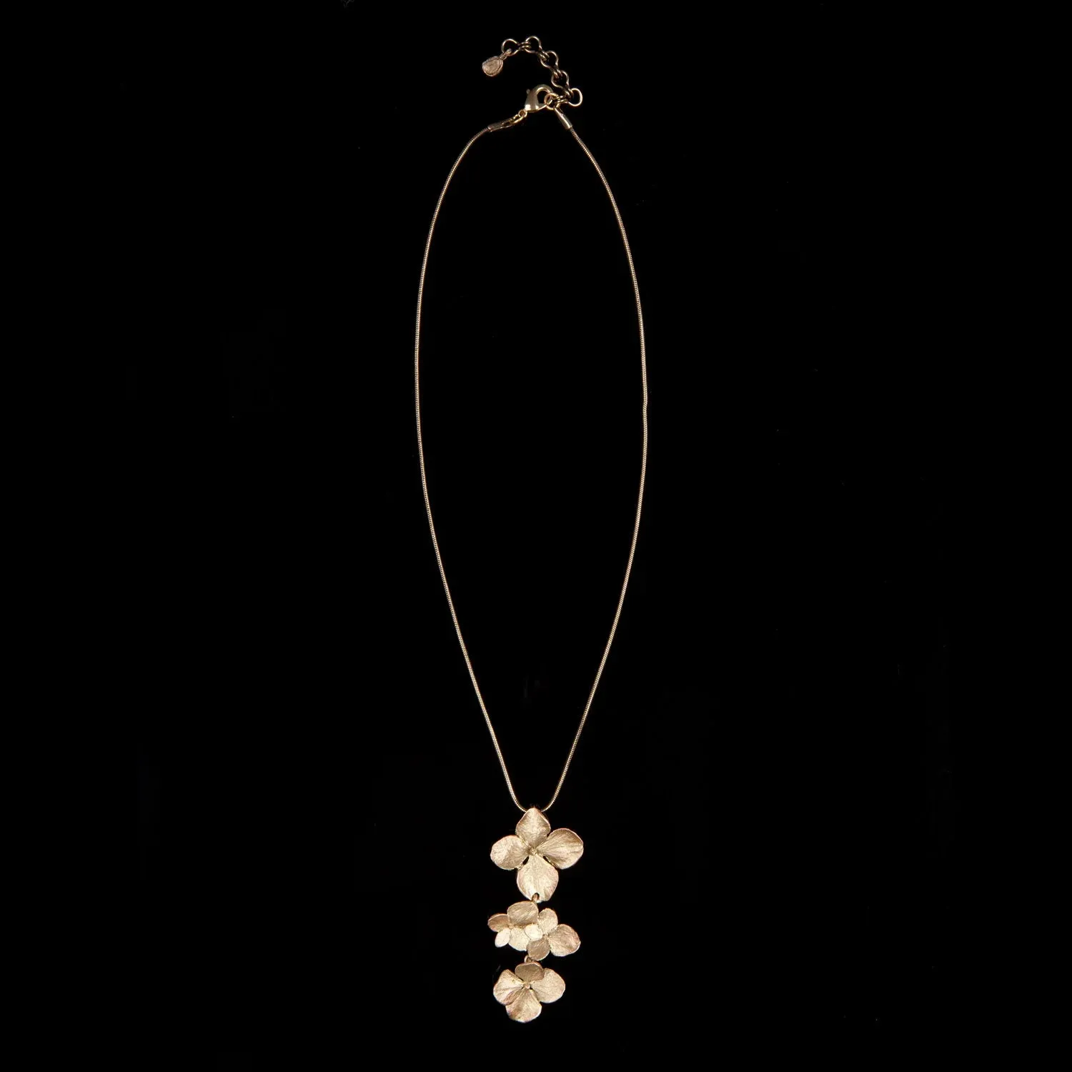 Hydrangea Triple Petal 16 Inch Adjustable Pendant Necklace by Michael Michaud