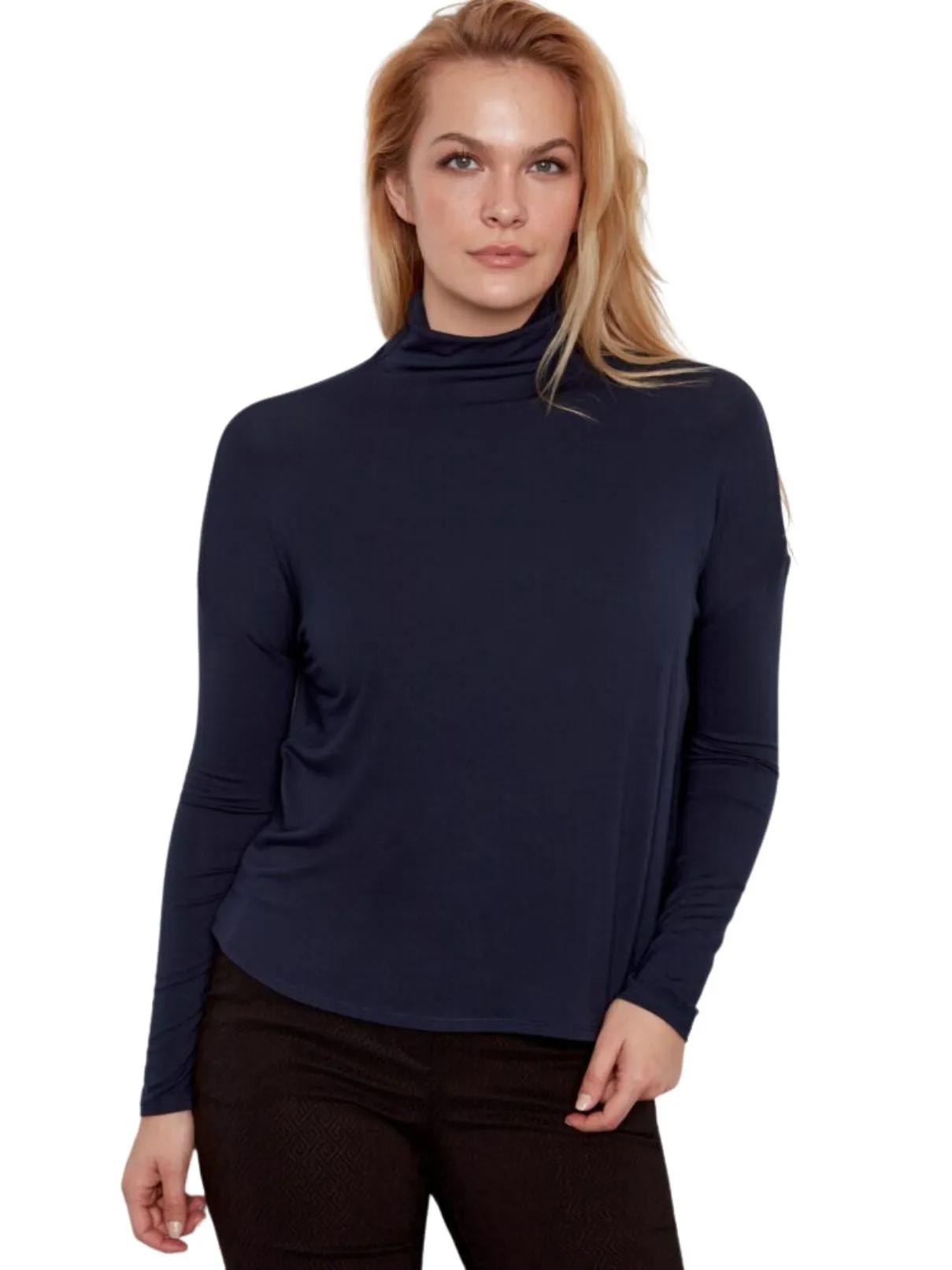 I Love Tyler Madison Morgan Jersey Turtleneck in Navy